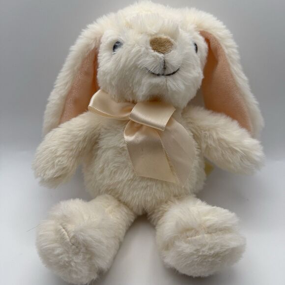 MTY International Bunny 10" Plush Cream Rabbit Peach Orange Bow Lop Ears Lovey - Picture 2 of 7